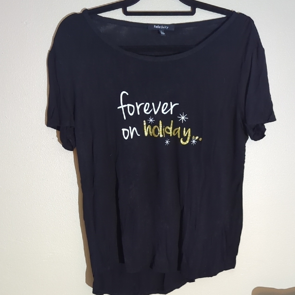 Relativity Black Short Sleeve Relaxed T-Shirt - Picture 2 of 9